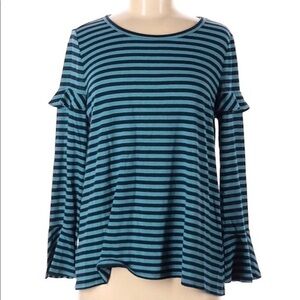 LOFT long sleeve blouse blue ruffle size M